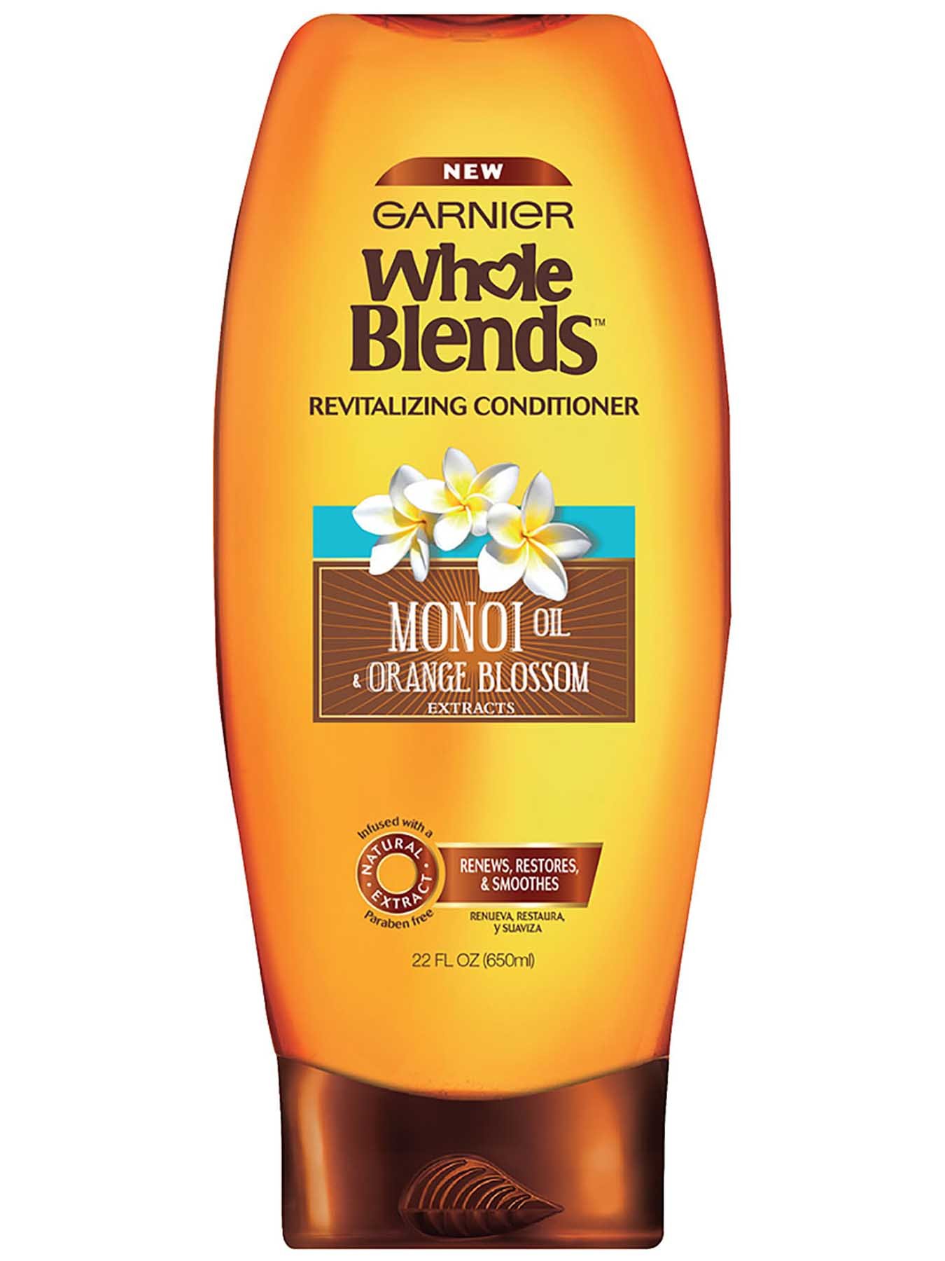 Garnier Whole Blends Revitalizing Conditioner Monoi Oil Orange Blossom Extracts Front Of Bottle